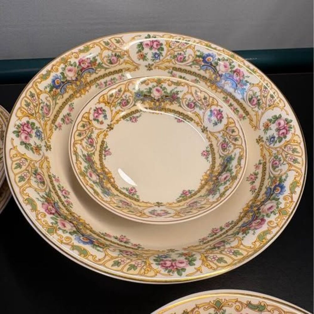 Set of 52 'Old Ivory Syracuse Rose Marie' Plateware